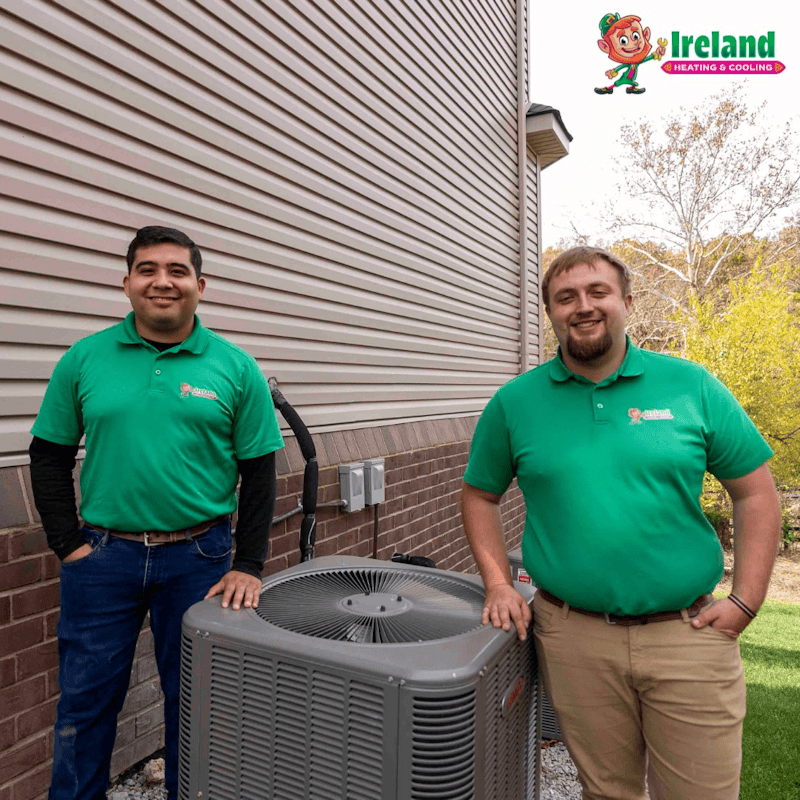 Ireland Heating and Cooling technician repairing a residential gas furnace
